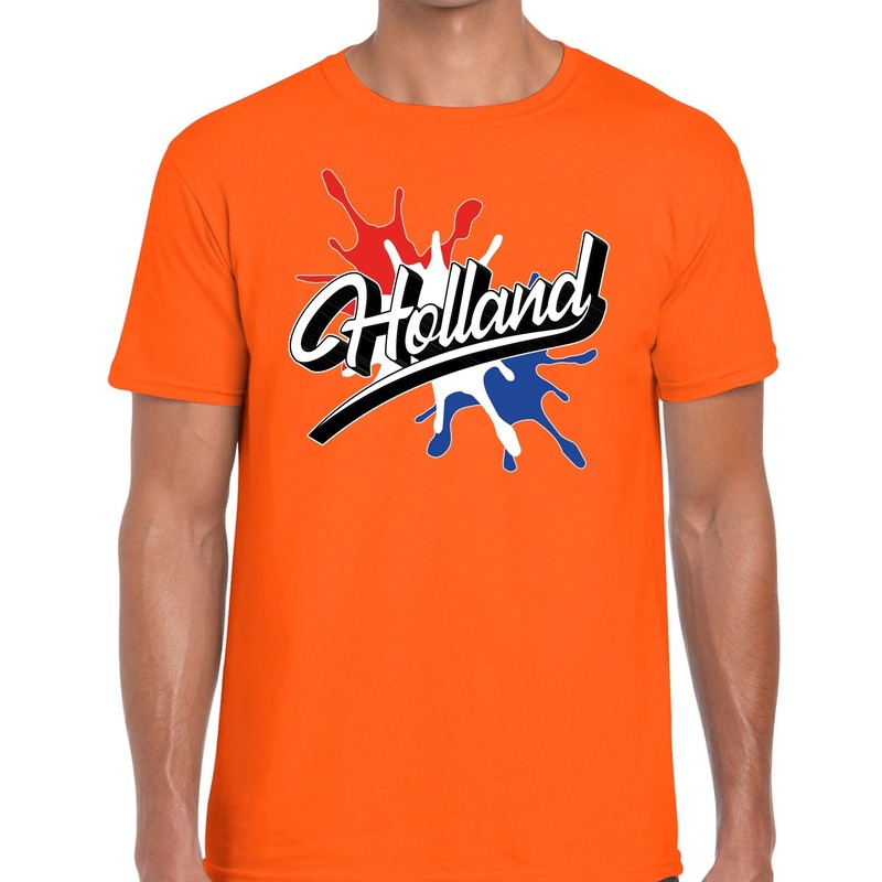 Holland t-shirt spetter oranje voor heren