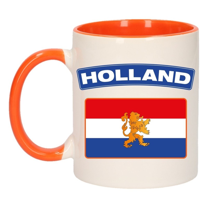 Holland vlag mok/ beker oranje wit 300 ml