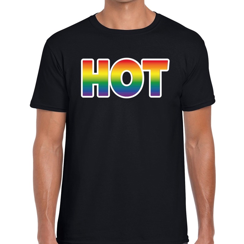 Hot regenboog gay pride shirt zwart voor heren