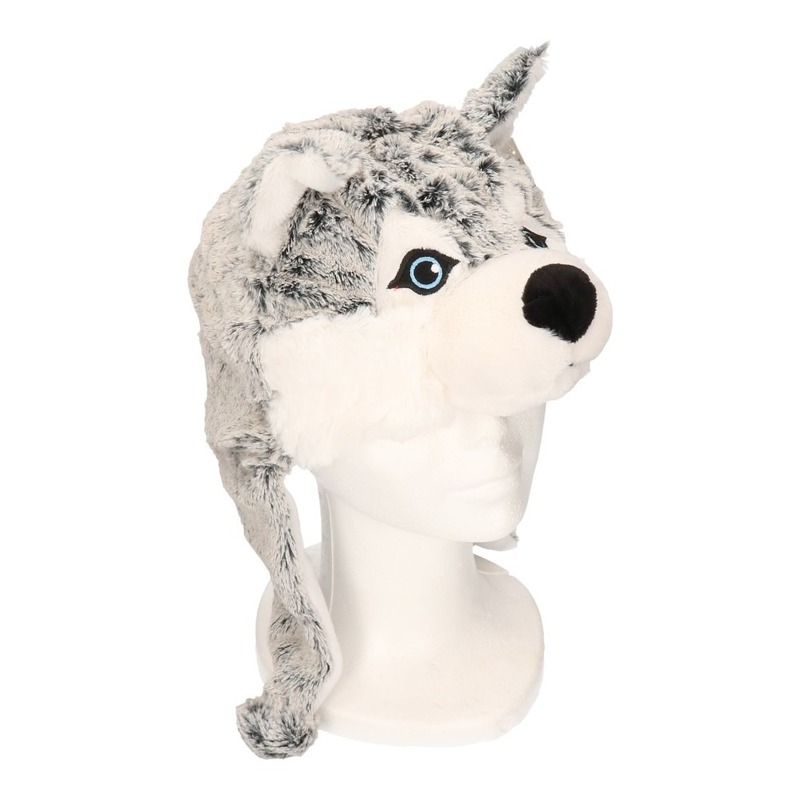 Husky hond - wolf muts met flappen voor kinderen