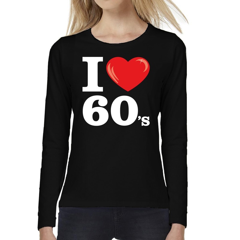 I love 60s / sixties long sleeve t-shirt zwart dames