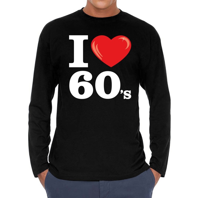 I love 60s / sixties long sleeve t-shirt zwart heren