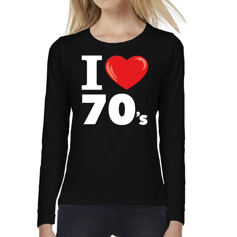 I love 70s / seventies long sleeve t-shirt zwart dames