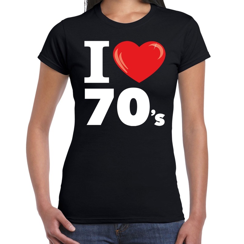 I love 70s / seventies t-shirt zwart dames