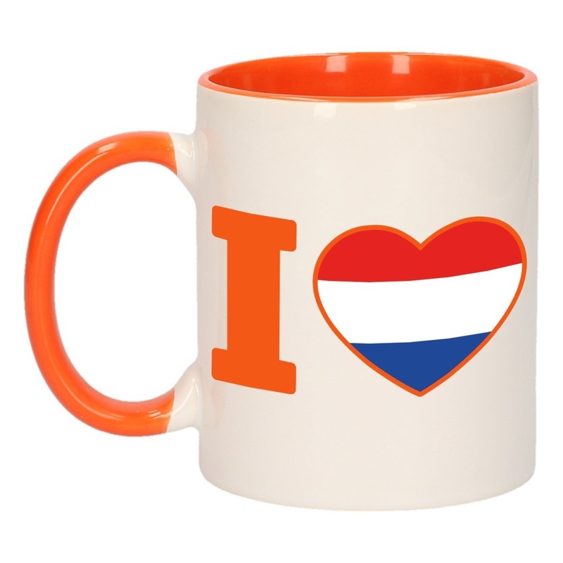I love Holland mok/ beker oranje wit 300 ml