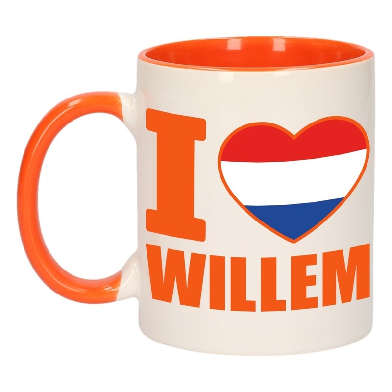 I love Willem mok/ beker oranje wit 300 ml