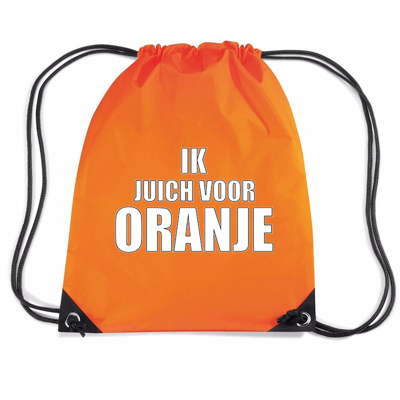 Ik juich voor ORANJE voetbal rugzakje - sporttas met rijgkoord oranje