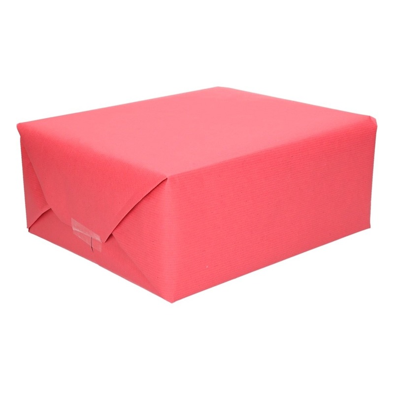Inpakpapier/cadeaupapier rood kraftpapier 200 x 70 cm rol