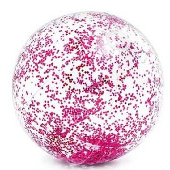 Intex opblaasbare roze glitter strandbal 71 cm speelgoed