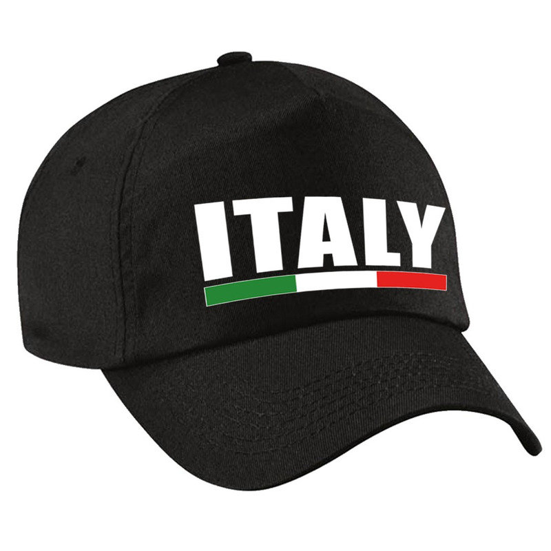 Italy supporter pet - cap Italie zwart kinderen