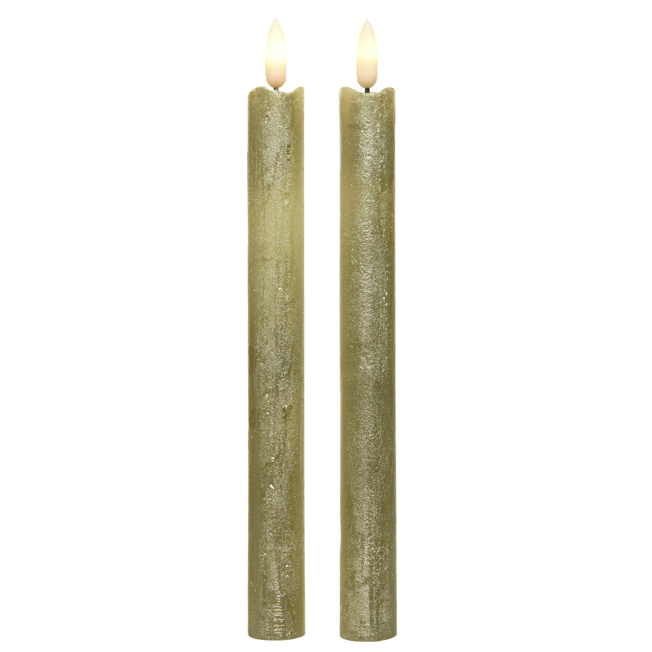 Kaarsen set van 2x stuks Led dinerkaarsen goud 24 cm