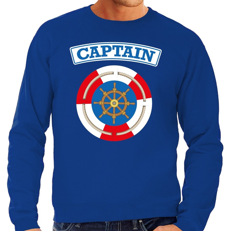 Kapitein/captain verkleed sweater blauw voor heren