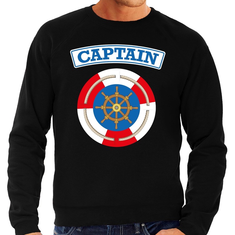 Kapitein/captain verkleed sweater zwart voor heren