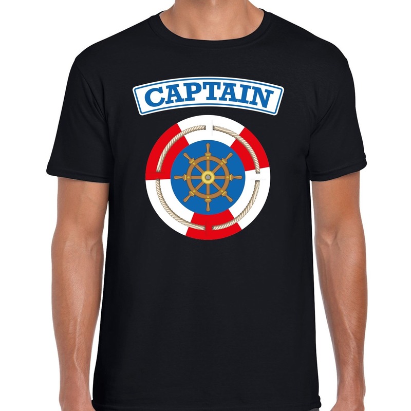 Kapitein/captain verkleed t-shirt zwart voor heren