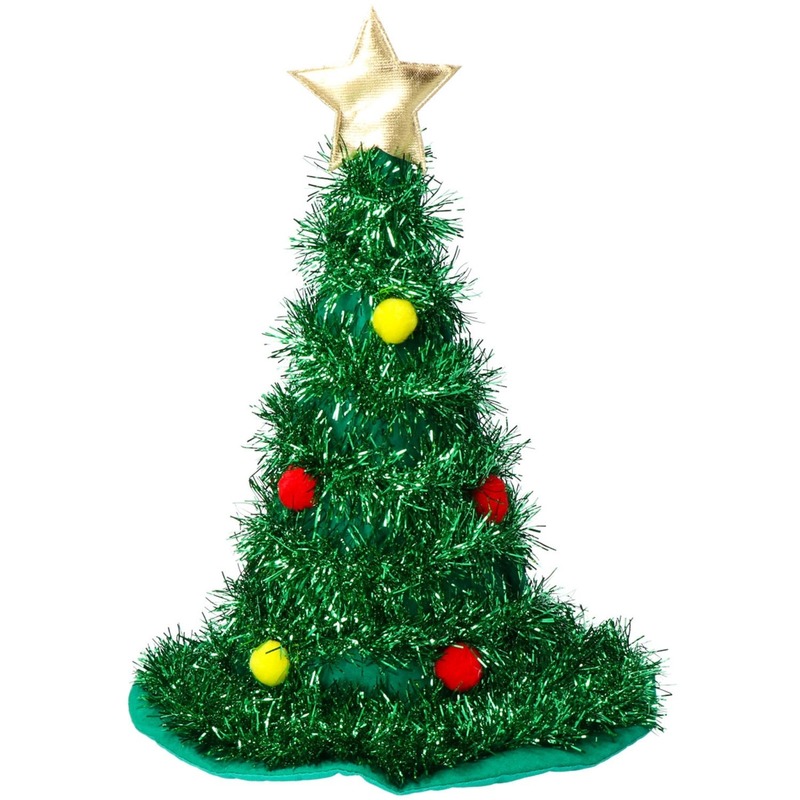 Kerst accessoires kerstboom hoed groen met ster