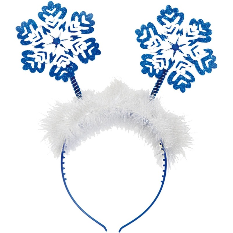 Kerst thema diadeem/tiara blauw met sneeuwvlokken