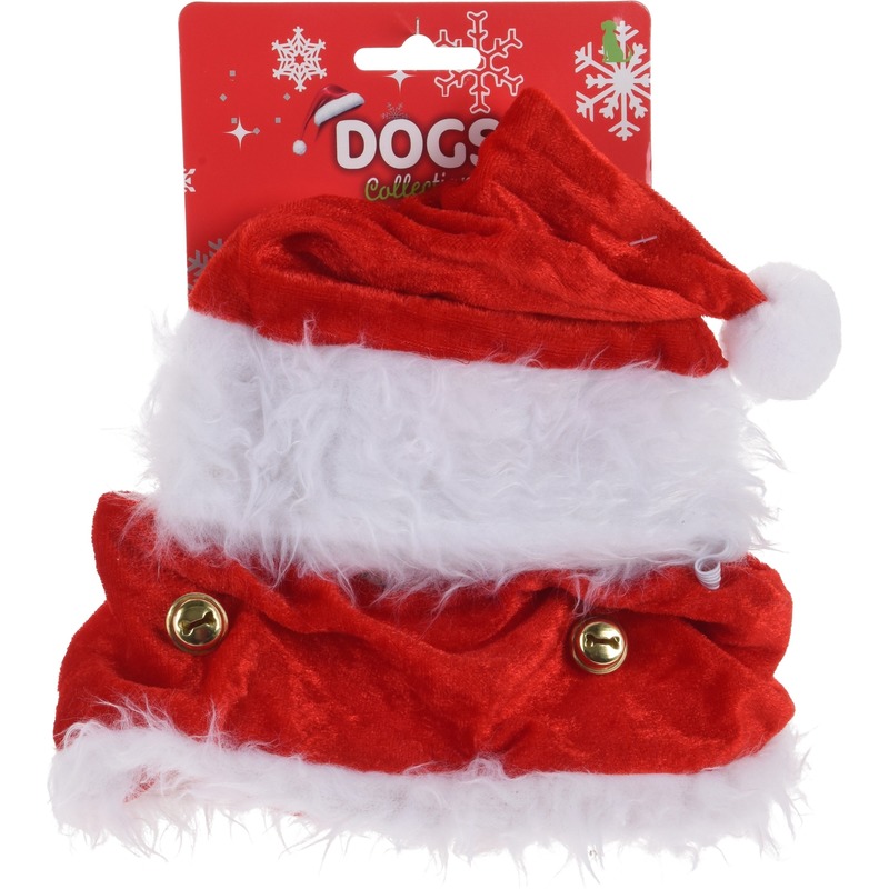Kerstkleding voor honden kerstmuts met halsband