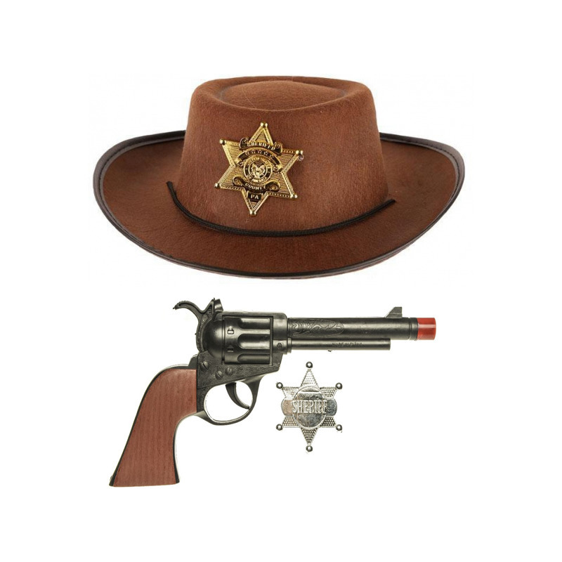 Kinder cowboy verkleed set - hoed met 2x pistolen