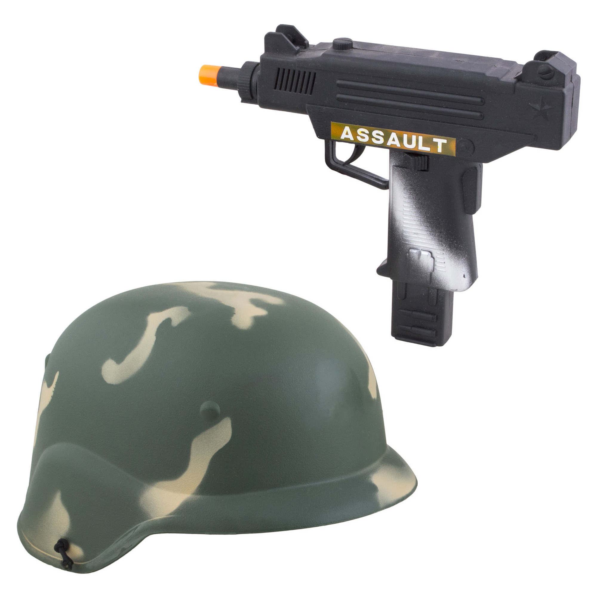 Kinderen speelgoed verkleed wapen en helm set voor soldaten/militairen 2-delig