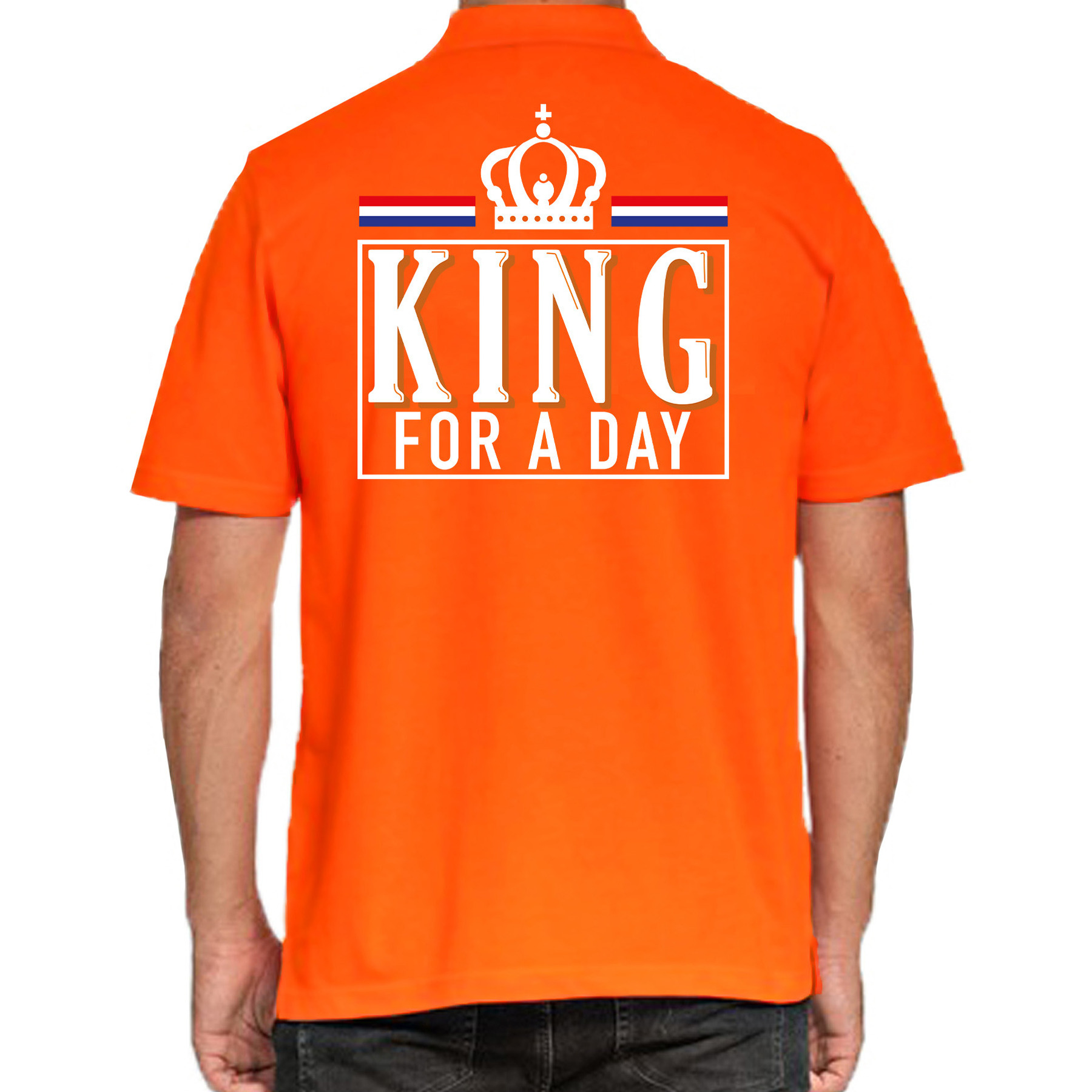 King for a day polo shirt oranje voor heren - Koningsdag polo shirts