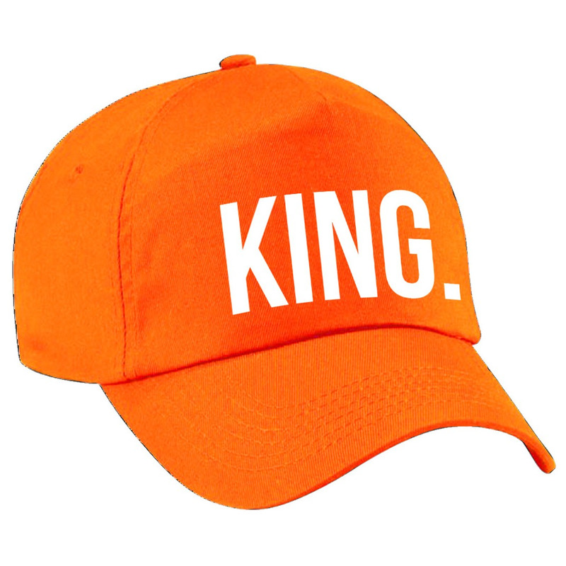 King pet - cap oranje met witte bedrukking voor heren