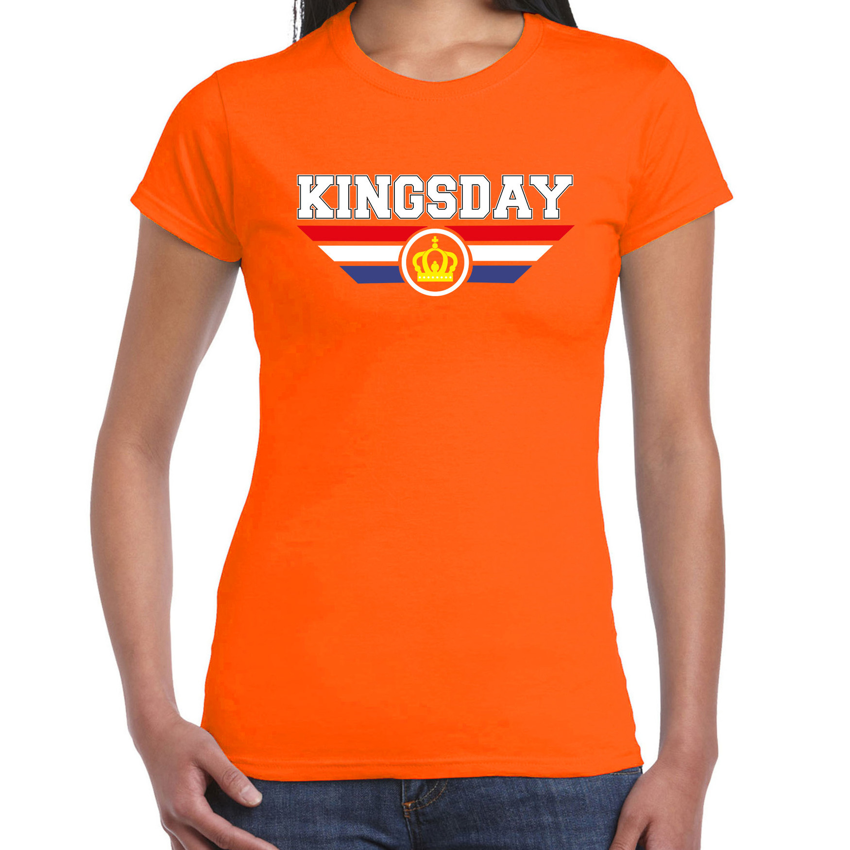 Kingsday t-shirt oranje voor dames - Koningsdag shirts