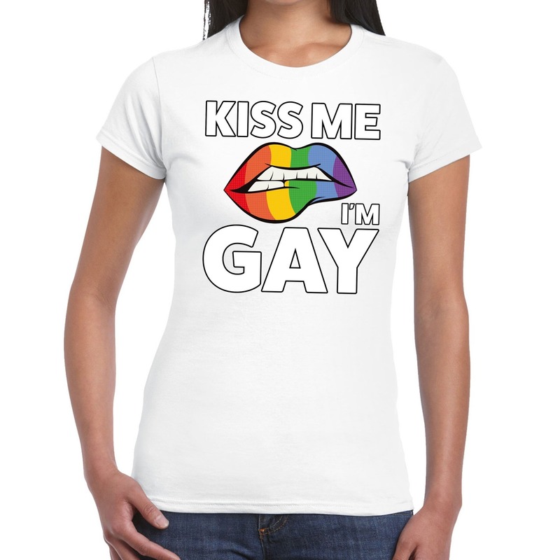 Kiss me I am gay t-shirt wit dames