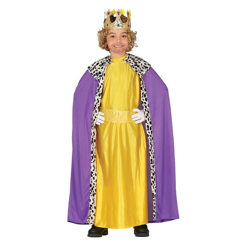 Koning mantel paars met geel verkleedkostuum voor kinderen