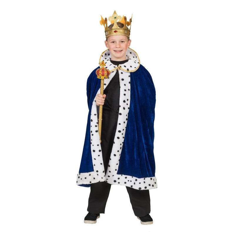 Koning verkleed cape blauw voor jongens