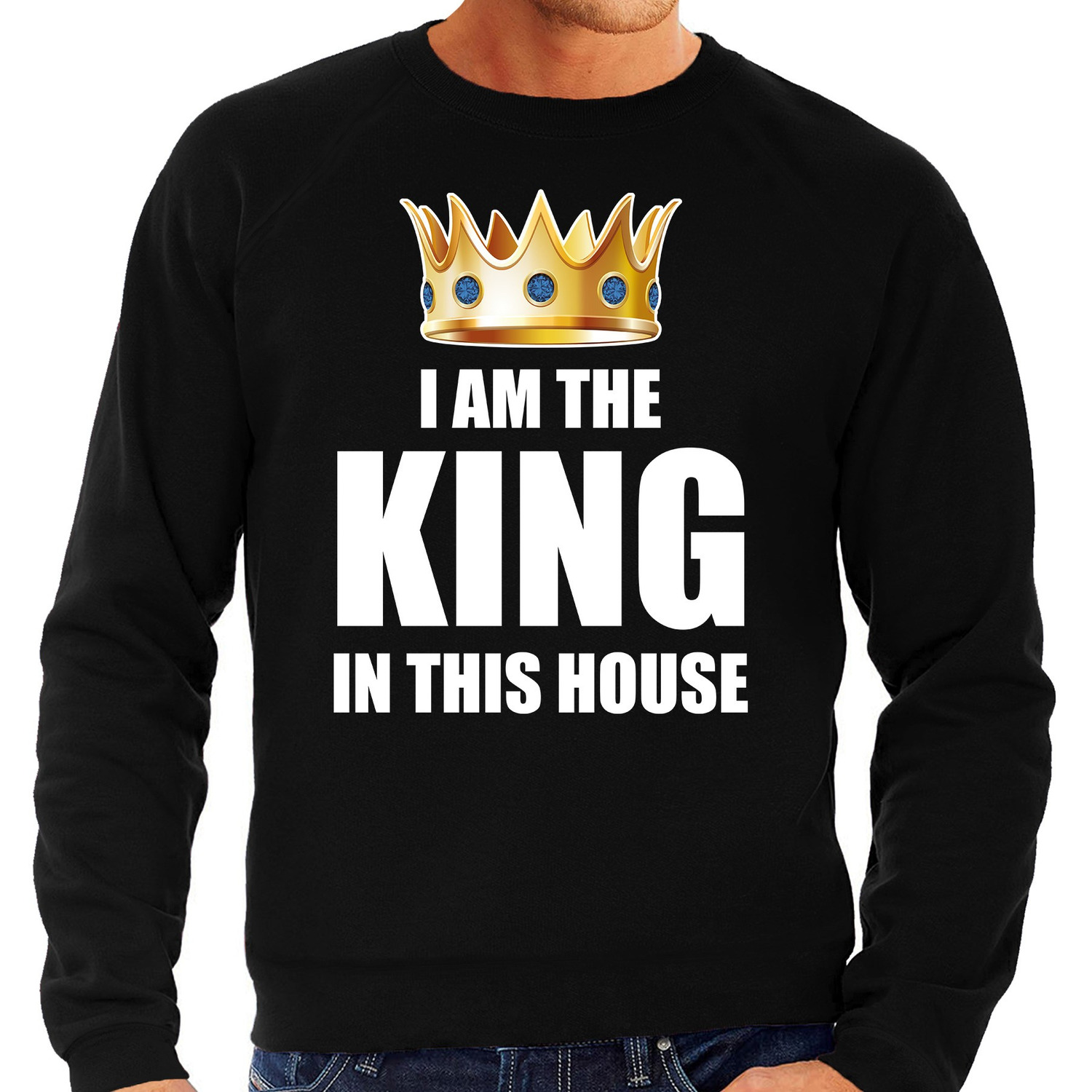 Koningsdag sweater Im the king in this house zwart voor heren