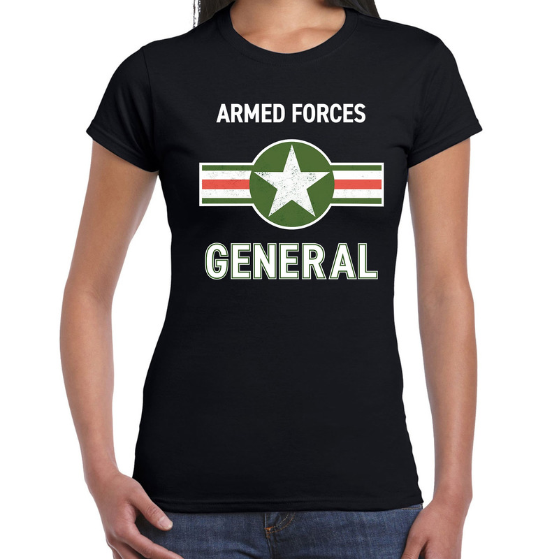 Landmacht / Armed forces verkleed t-shirt zwart voor dames