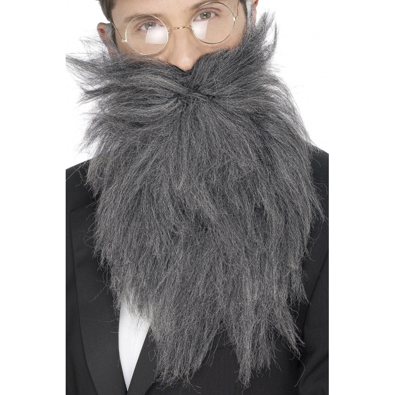 Lange grijze verkleed baard en snor