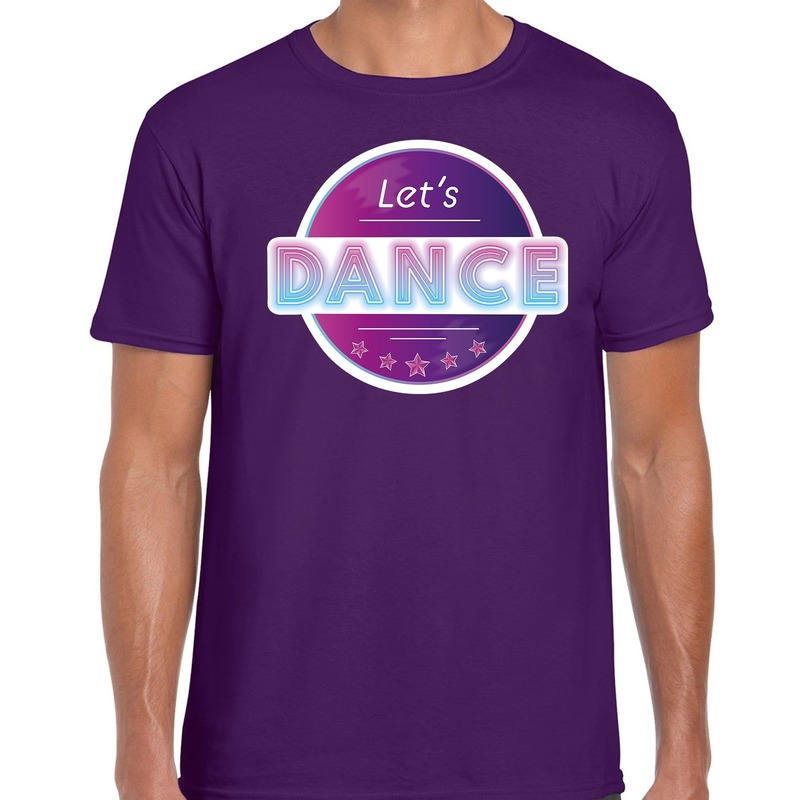 Lets Dance disco / feest t-shirt paars voor heren