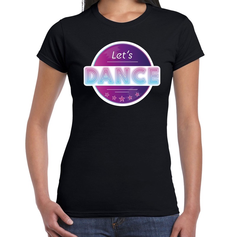 Lets Dance disco / feest t-shirt zwart voor dames
