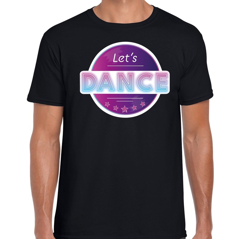 Lets Dance disco / feest t-shirt zwart voor heren