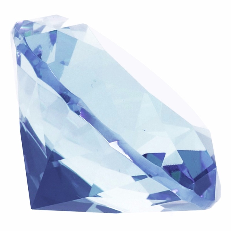 Lichtblauwe nep diamant 4 cm van glas