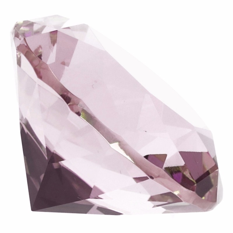 Lichtroze nep diamant 5 cm van glas