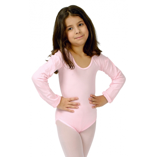 Lichtroze verkleed bodysuit lange mouwen voor meisjes