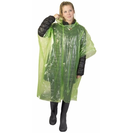 Lime groene plastic regenponcho voor volwassenen