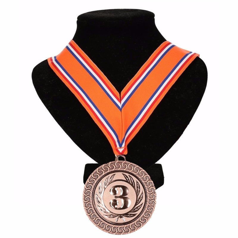 Lint oranje/rood/wit/blauw met bronzen medaille