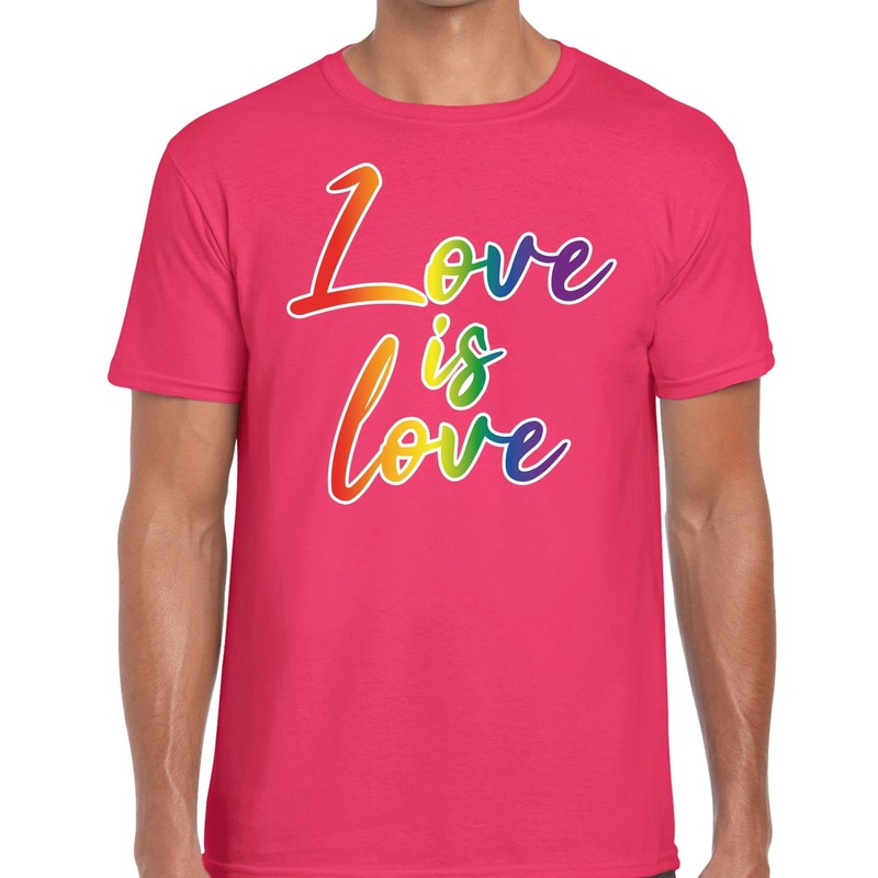 Love is love gay pride t-shirt roze voor heren