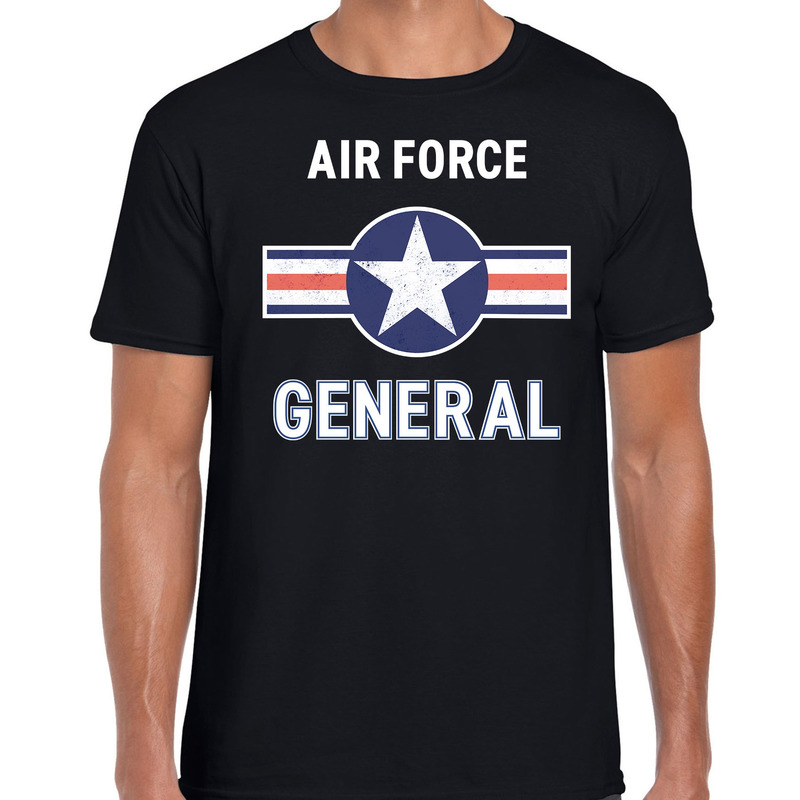 Luchtmacht / Air force verkleed t-shirt zwart voor heren
