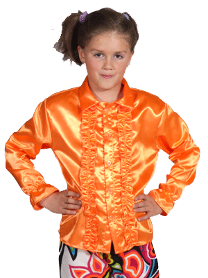 Luxe oranje rouches blouse kinderen