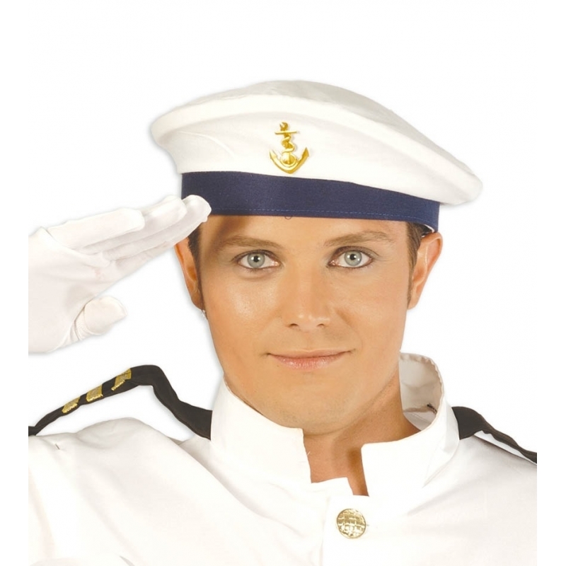Marine verkleed baret/hoed met gouden scheepsanker