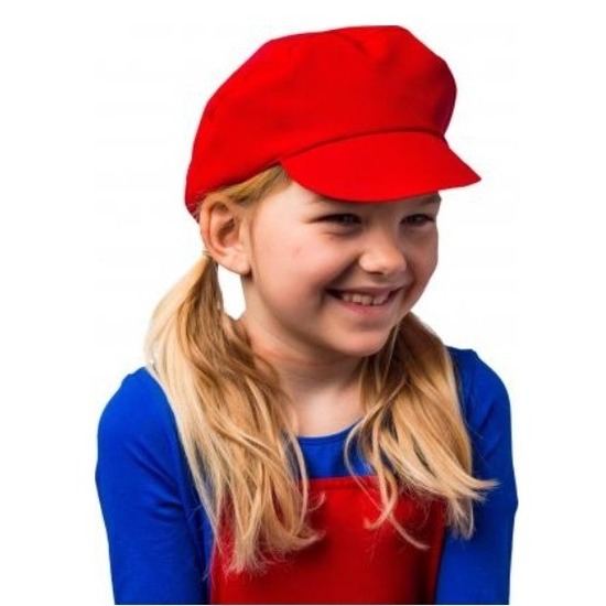 Mario kinder verkleed pet/muts rood