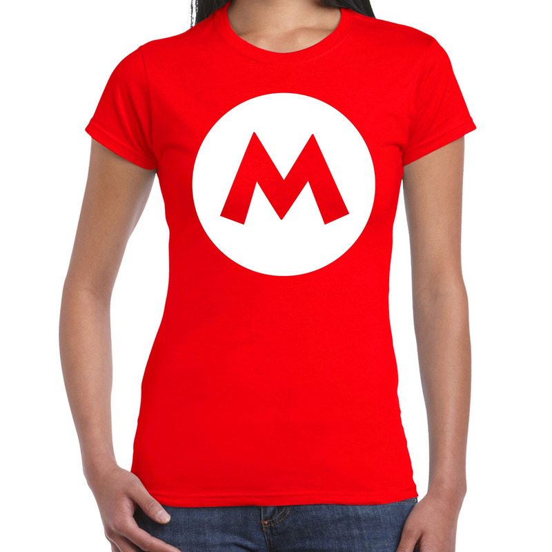 Mario loodgieter verkleed t-shirt rood voor dames