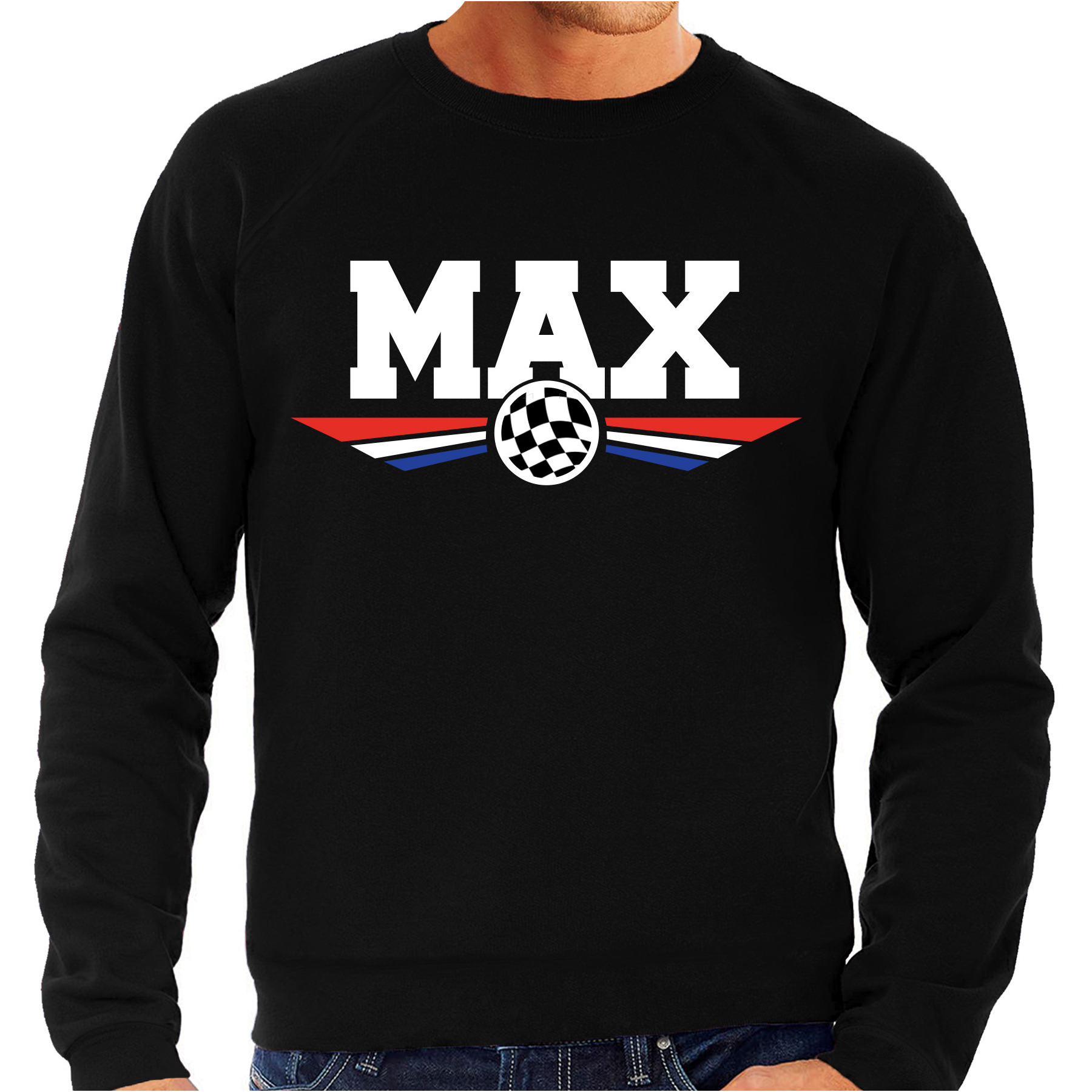 Max racecoureur sweater - trui zwart voor heren