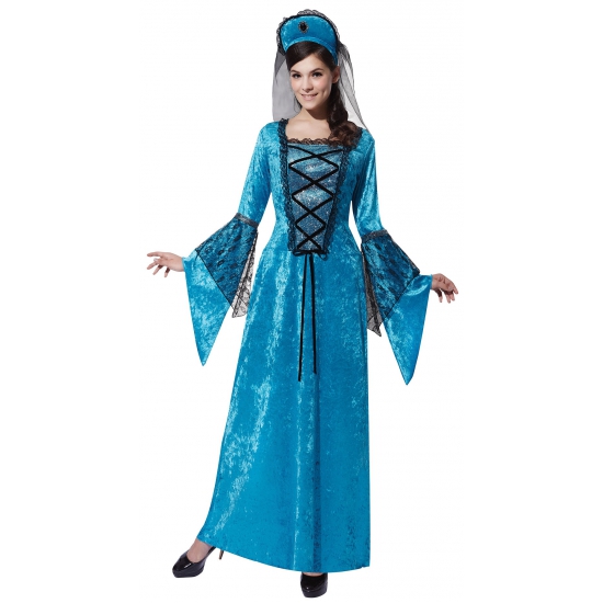 Middeleeuwse prinses jurk blauw