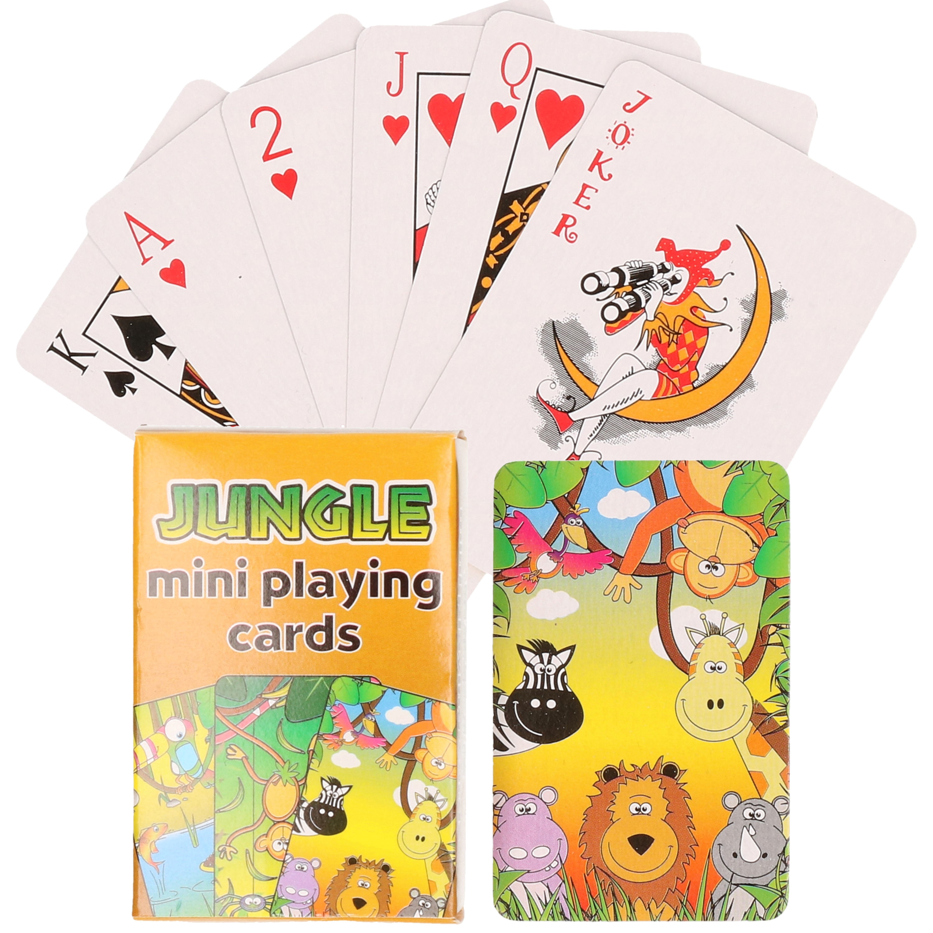 Mini jungle dieren thema speelkaarten 6 x 4 cm in doosje