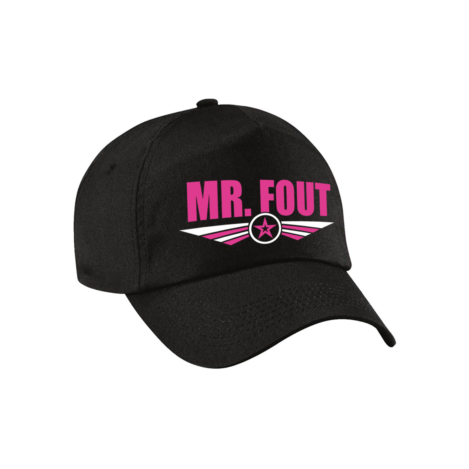 Mr fout tekst pet - baseball cap foute party roze op zwart voor heren